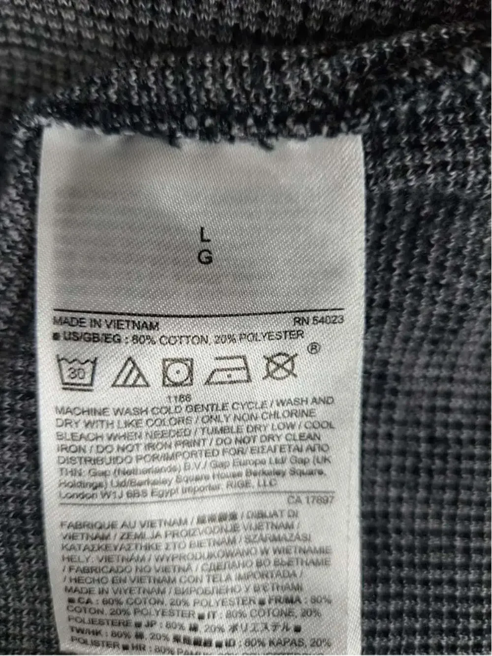 Banana Republic Mens Long Sleeve Waffle Knit Thermal Crewneck Shirt Gray Size L